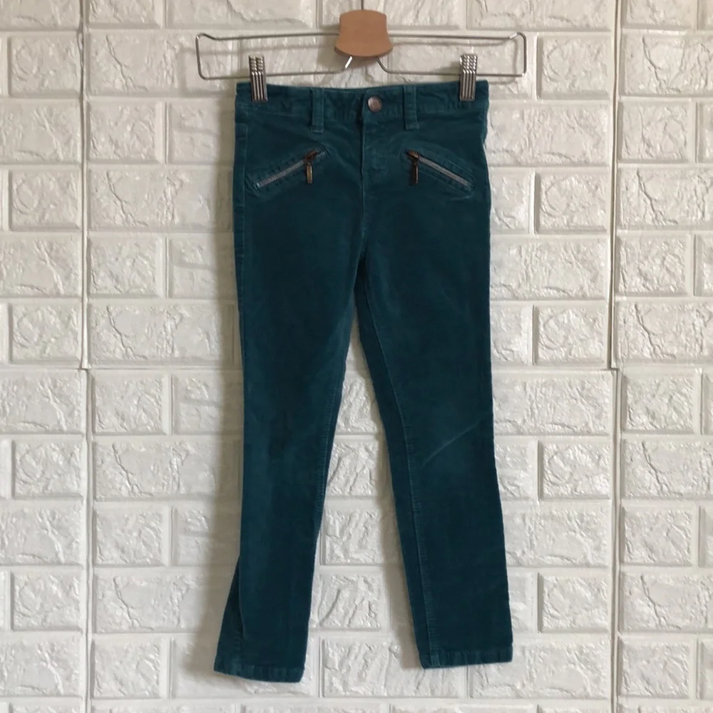 Denim Co. Teal velour girls skinny pants‎